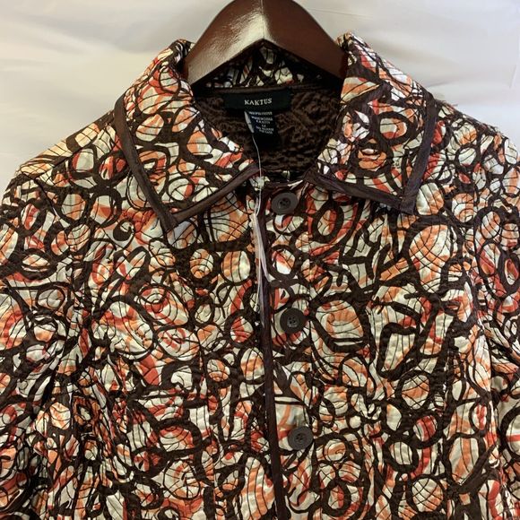 Kaktus Quilted Brown, Orange, Lightweight 2 in 1 Quilted Jacket Size M MSRP $80 - Picture 2 of 16